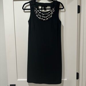 Elegant Black Rebecca Taylor Dress with Pearl Embellishments